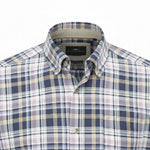 Fynch-Hatton Men's Regular Short Sleeve Casual Shirt - Poplin Check – Horizon - Wildvine Clothing, Spalding, Lincolnshire
