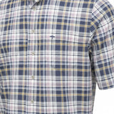 Fynch-Hatton Men's Regular Short Sleeve Casual Shirt - Poplin Check – Horizon - Wildvine Clothing, Spalding, Lincolnshire