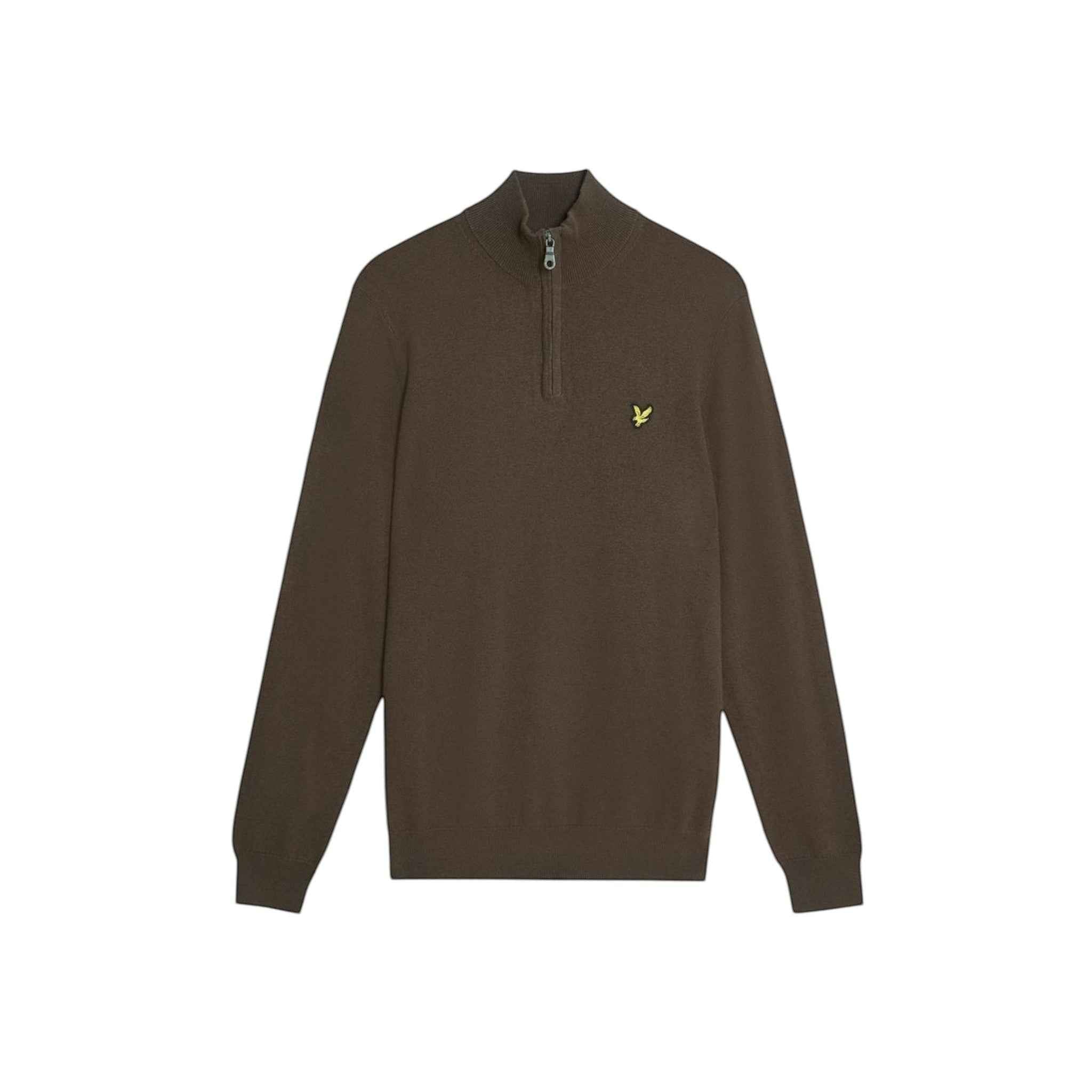 Lyle & Scott - Mens Cotton Merino Quarter Zip Jumper - Espresso X863 - Wildvine Clothing, Spalding, Lincolnshire