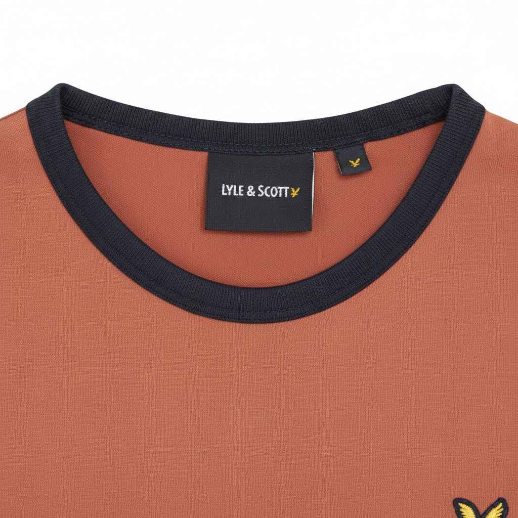 Lyle & Scott - Mens Ringer T-shirt - Brick/ Dark Navy X940 - Wildvine Clothing, Spalding, Lincolnshire
