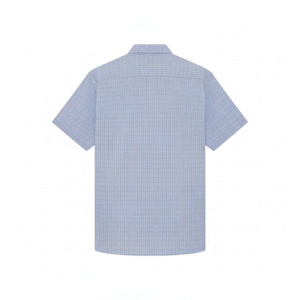 Lyle & Scott - Mens Short Sleeve Grid Check Shirt - Chalk Blue - W444 SW2415V - Wildvine Clothing, Spalding, Lincolnshire
