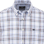 Fynch-Hatton Men's Regular Short Sleeve Casual Shirt - Slub Check– Aubergine - Wildvine Clothing, Spalding, Lincolnshire