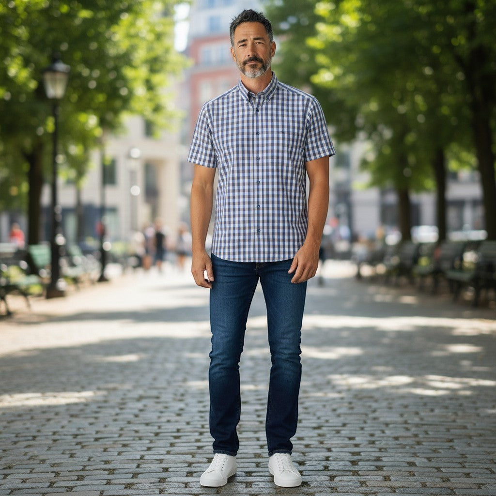 DG's Drifter Mens - Regular Short Sleeve Ivano Casual Shirt - Stone - 14821SS 92 - Wildvine Clothing, Spalding, Lincolnshire