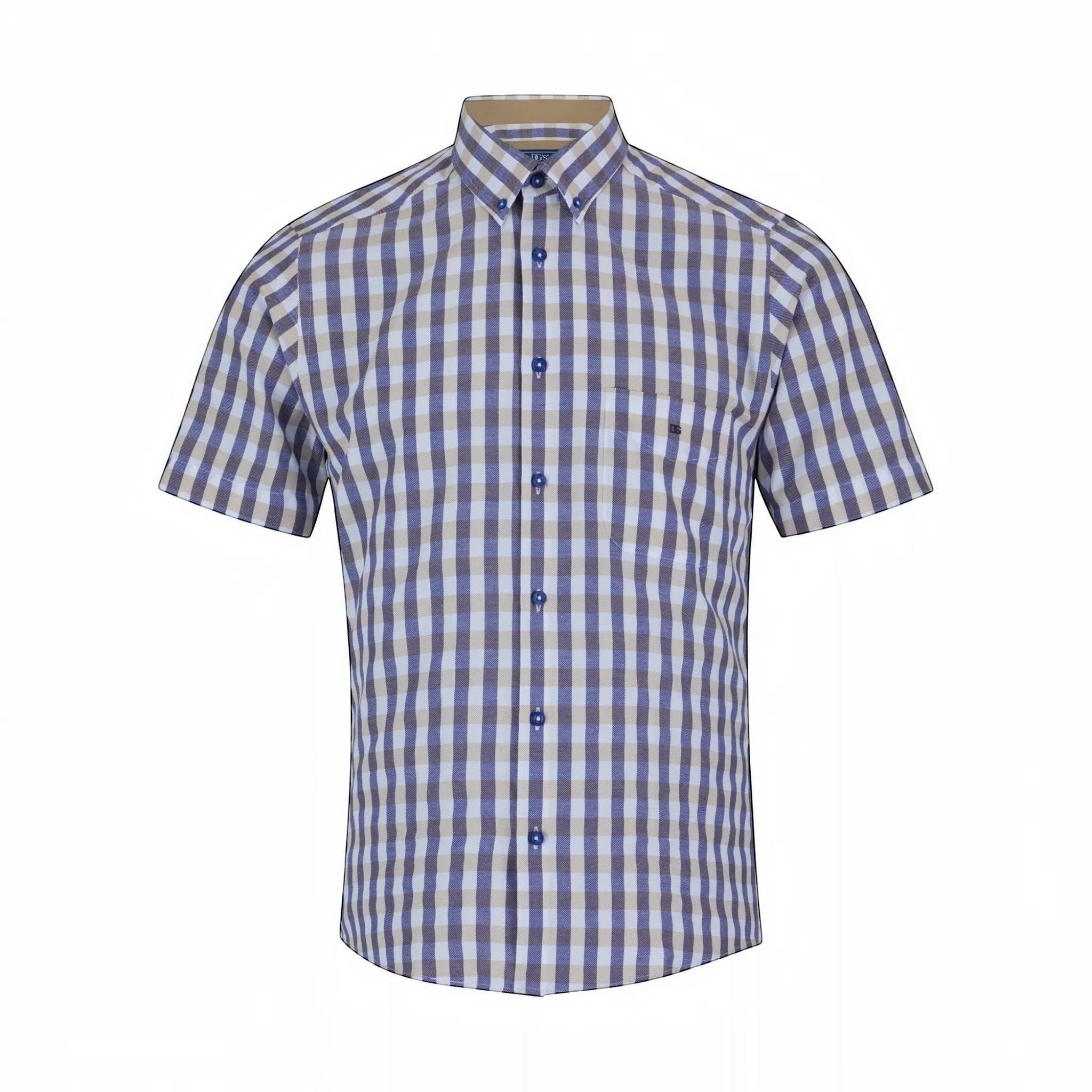 DG's Drifter Mens - Regular Short Sleeve Ivano Casual Shirt - Stone - 14821SS 92 - Wildvine Clothing, Spalding, Lincolnshire