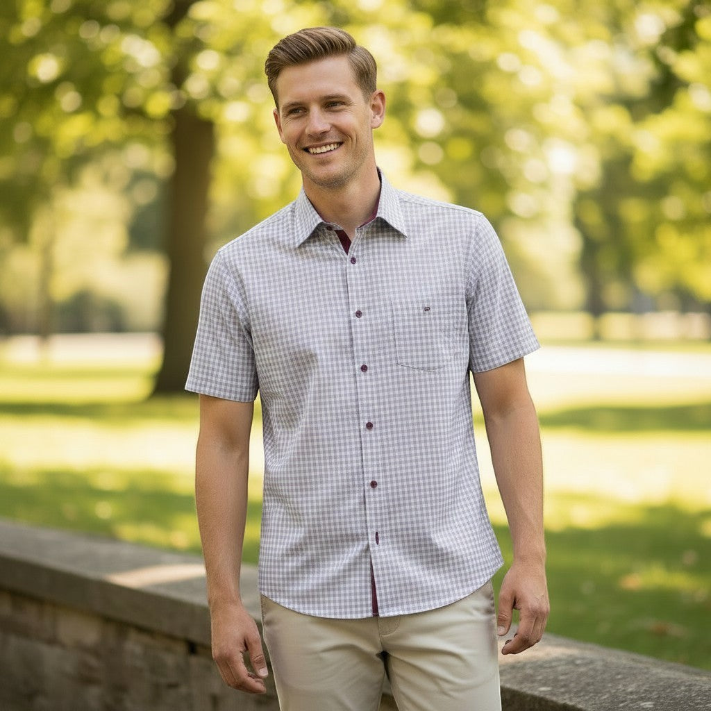 DG's Drifter Mens - Regular Short Sleeve Casual Shirt - Red/Blue - 14603SS - 63 - Wildvine Clothing, Spalding, Lincolnshire