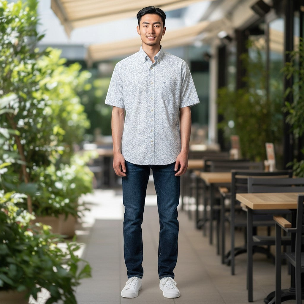 Fynch-Hatton Men's Regular Short Sleeve Casual Shirt - Summer Slub – New Breeze - Wildvine Clothing, Spalding, Lincolnshire