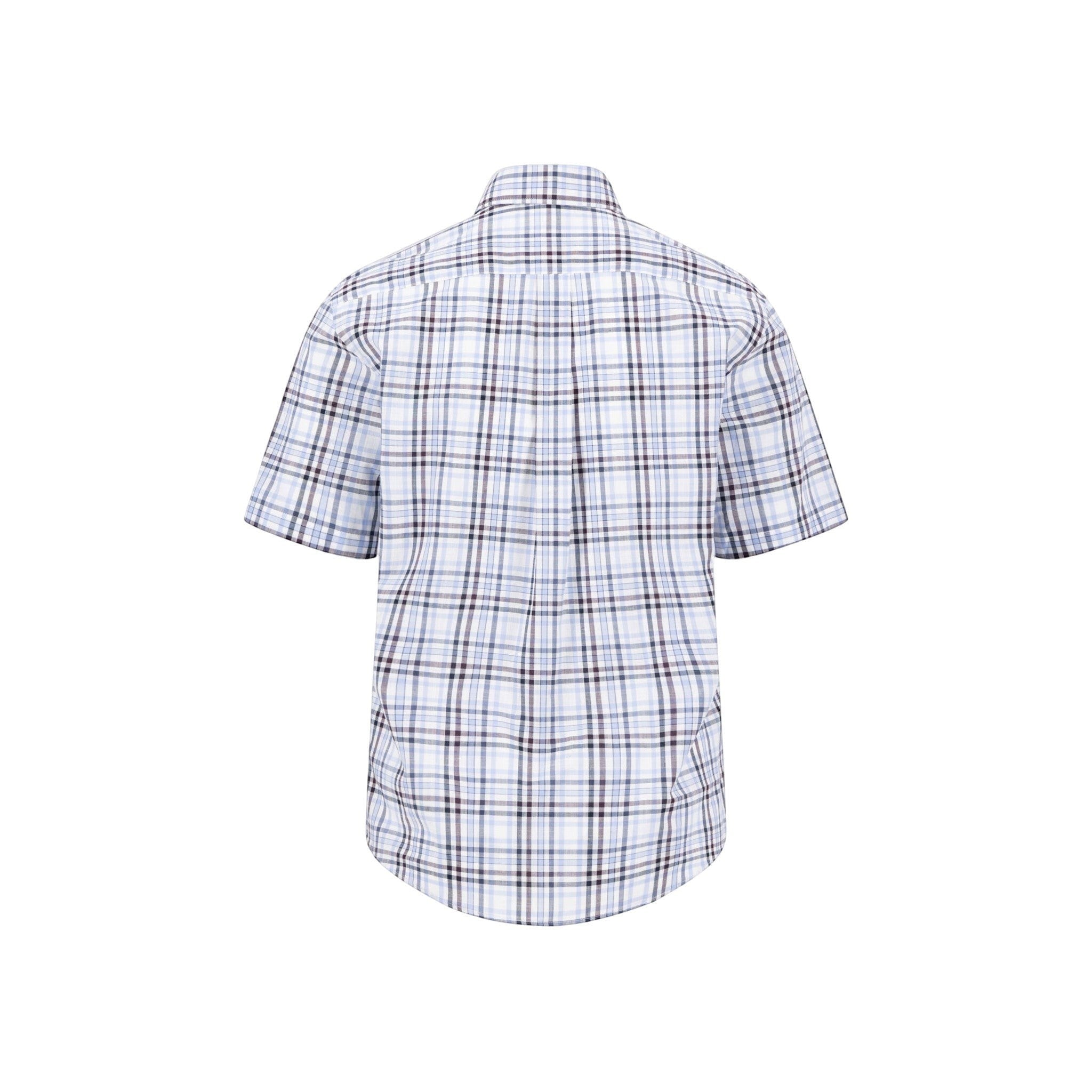 Fynch-Hatton Men's Regular Short Sleeve Casual Shirt - Slub Check– Aubergine - Wildvine Clothing, Spalding, Lincolnshire