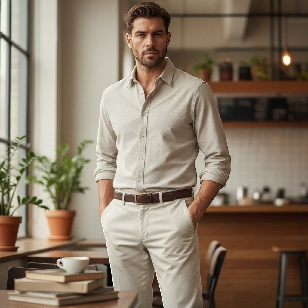 Gurteen - Mens - Stretch Chino - Longford - Light Stone - Wildvine Clothing, Spalding, Lincolnshire