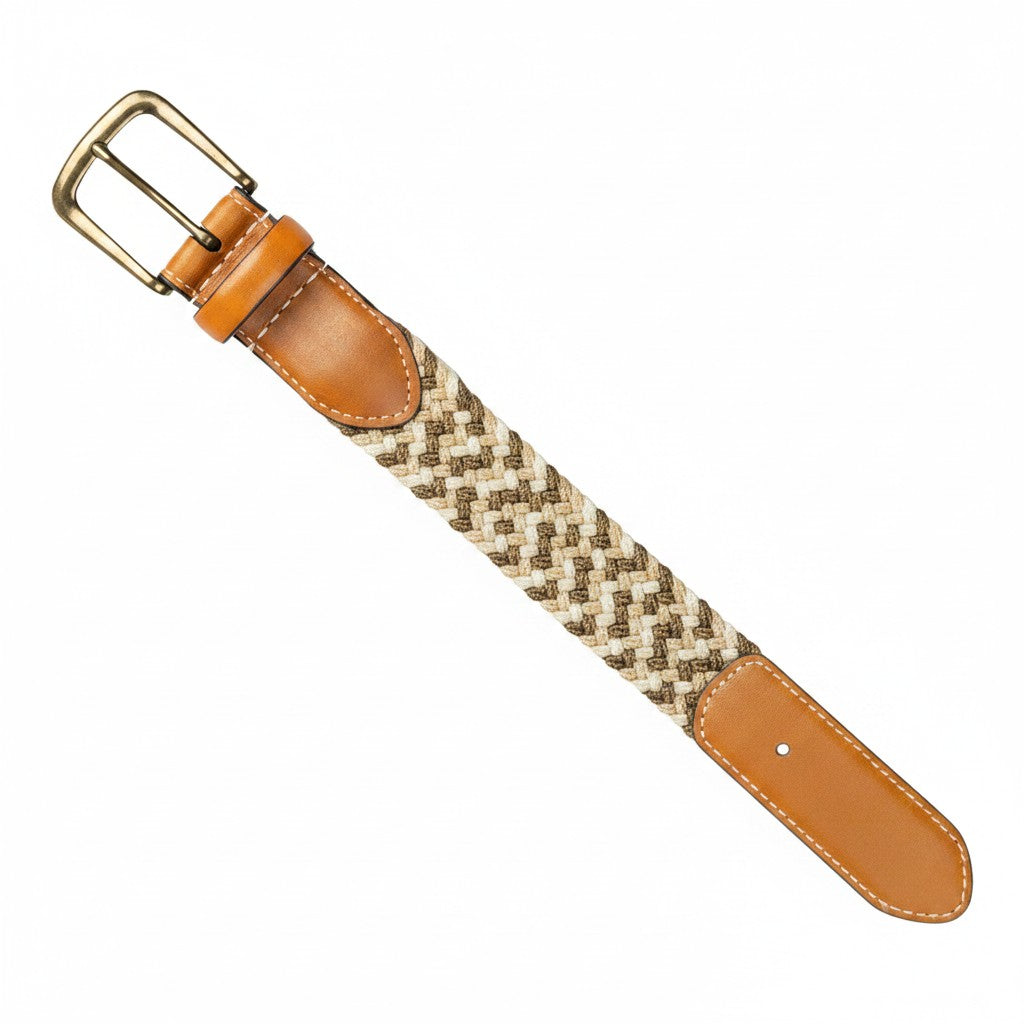 Dents - Mens Belt - Stretch Elastic Webbing Belt - Camel / Ivory - Wildvine Clothing, Spalding, Lincolnshire