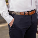 Dents - Mens Belt - Stretch Elastic Webbing Belt - Ink/Beige - Wildvine Clothing, Spalding, Lincolnshire