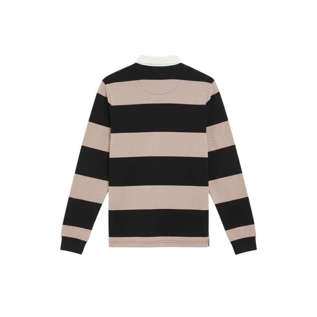 Lyle & Scott - Mens Striped Rugby Polo Shirt - Jet Black / White Heather X971 - Wildvine Clothing, Spalding, Lincolnshire
