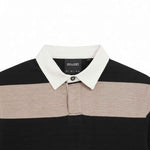 Lyle & Scott - Mens Striped Rugby Polo Shirt - Jet Black / White Heather X971 - Wildvine Clothing, Spalding, Lincolnshire