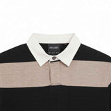 Lyle & Scott - Mens Striped Rugby Polo Shirt - Jet Black / White Heather X971 - Wildvine Clothing, Spalding, Lincolnshire