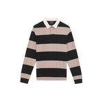Lyle & Scott - Mens Striped Rugby Polo Shirt - Jet Black / White Heather X971 - Wildvine Clothing, Spalding, Lincolnshire