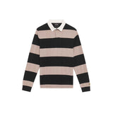 Lyle & Scott - Mens Striped Rugby Polo Shirt - Jet Black / White Heather X971 - Wildvine Clothing, Spalding, Lincolnshire
