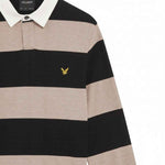 Lyle & Scott - Mens Striped Rugby Polo Shirt - Jet Black / White Heather X971 - Wildvine Clothing, Spalding, Lincolnshire