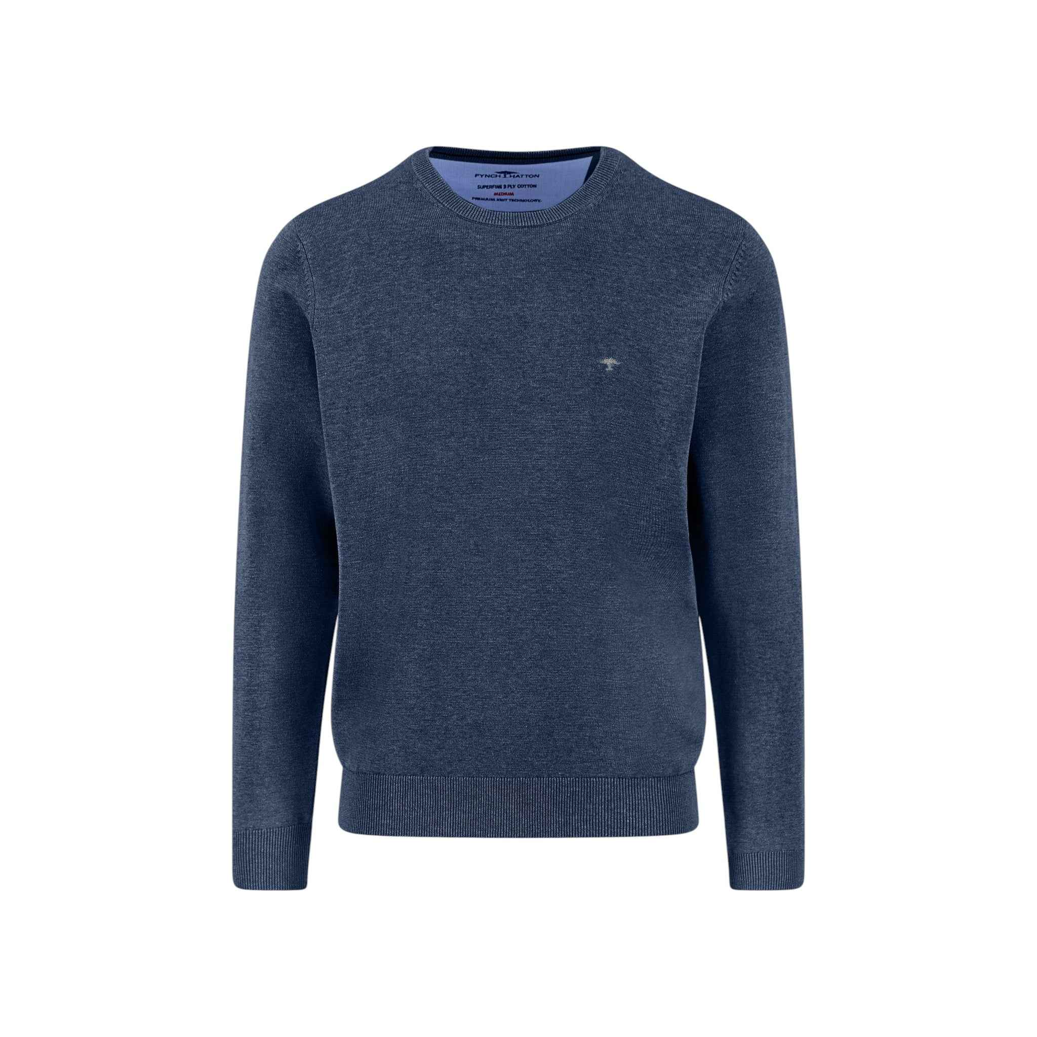 Fynch-Hatton - Mens Knitwear - O-Neck, Superfine - Night - Wildvine Clothing, Spalding, Lincolnshire