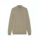 WILDVINE Clothing Co. Lyle & Scott sandstorm beige merino wool quarter zip jumper with tonal eagle chest embroidery.