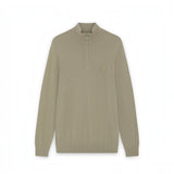 WILDVINE Clothing Co. Lyle & Scott sandstorm beige merino wool quarter zip jumper with tonal eagle chest embroidery.