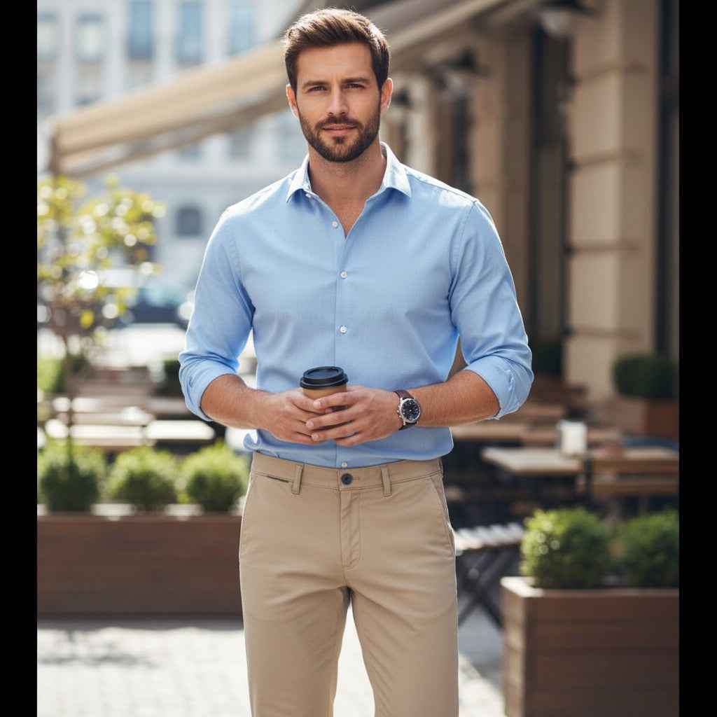 MEYER M5 Mens Chino – 9-6001 Soft Stretch Cotton Chinos – Modern Fit - Beige - Wildvine Clothing, Spalding, Lincolnshire