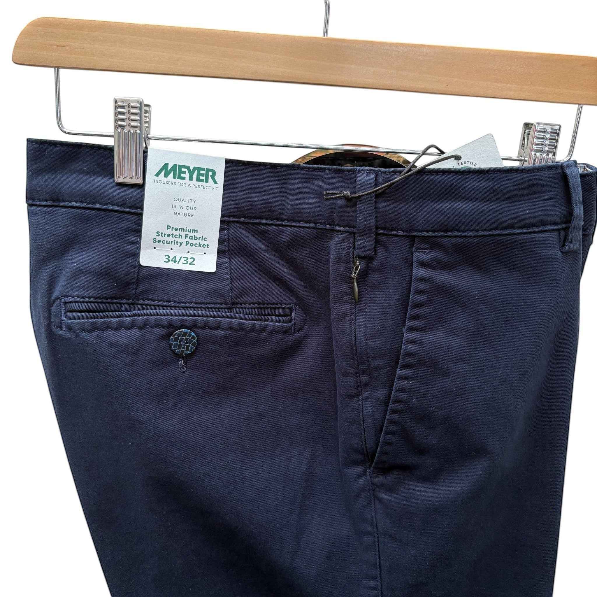 MEYER Silverstone Mens Trousers – 2-5625 18 - 5 Pocket Luxury Chinos - Modern Fit – Navy