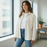 Fynch-Hatton - Ladies Overshirt - Corduroy - Milk 122 - Wildvine Clothing, Spalding, Lincolnshire