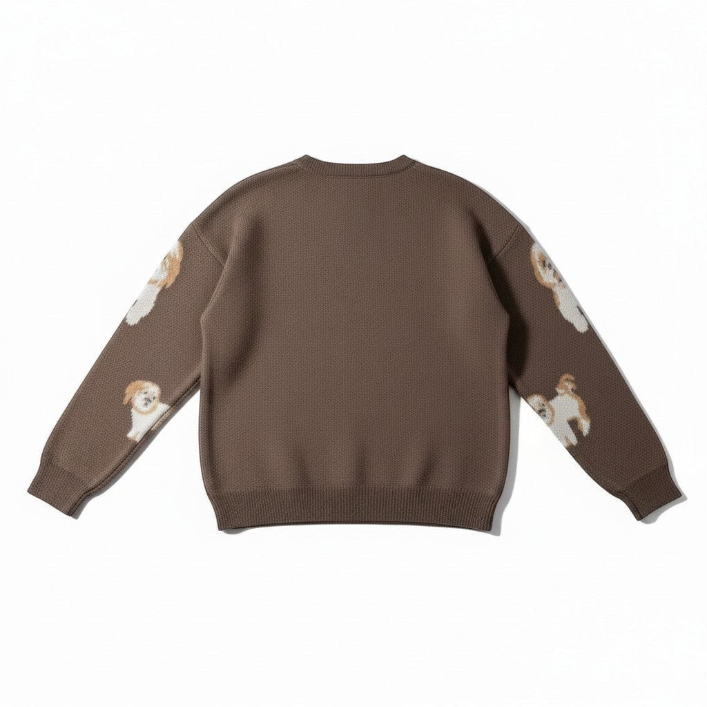 Wild Flower - Ladies - Dog Print Jumper - Mocca - Wildvine Clothing, Spalding, Lincolnshire