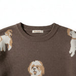 Wild Flower - Ladies - Dog Print Jumper - Mocca - Wildvine Clothing, Spalding, Lincolnshire