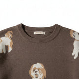 Wild Flower - Ladies - Dog Print Jumper - Mocca - Wildvine Clothing, Spalding, Lincolnshire