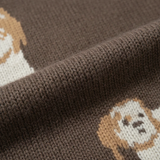 Wild Flower - Ladies - Dog Print Jumper - Mocca - Wildvine Clothing, Spalding, Lincolnshire