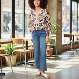 Wild Flower - Ladies - Beaded Floral Crochet V Cardigan - Mocha - Wildvine Clothing, Spalding, Lincolnshire