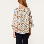 Wild Flower - Ladies - Floral Damask Crochet Detail Blouse - Mocha - Wildvine Clothing, Spalding, Lincolnshire