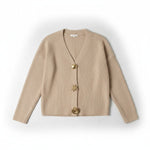 Wild Flower - Ladies - Gold Motif Buton Cardigan - Mocha - Wildvine Clothing, Spalding, Lincolnshire