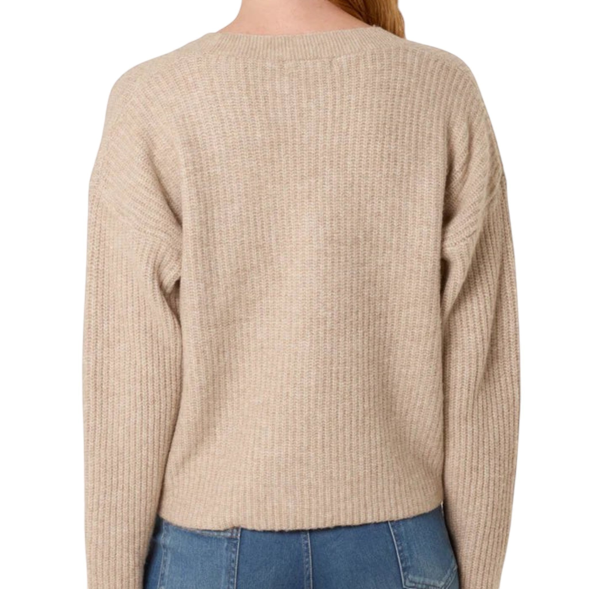 Wild Flower - Ladies - Gold Motif Buton Cardigan - Mocha - Wildvine Clothing, Spalding, Lincolnshire