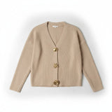 Wild Flower - Ladies - Gold Motif Buton Cardigan - Mocha - Wildvine Clothing, Spalding, Lincolnshire