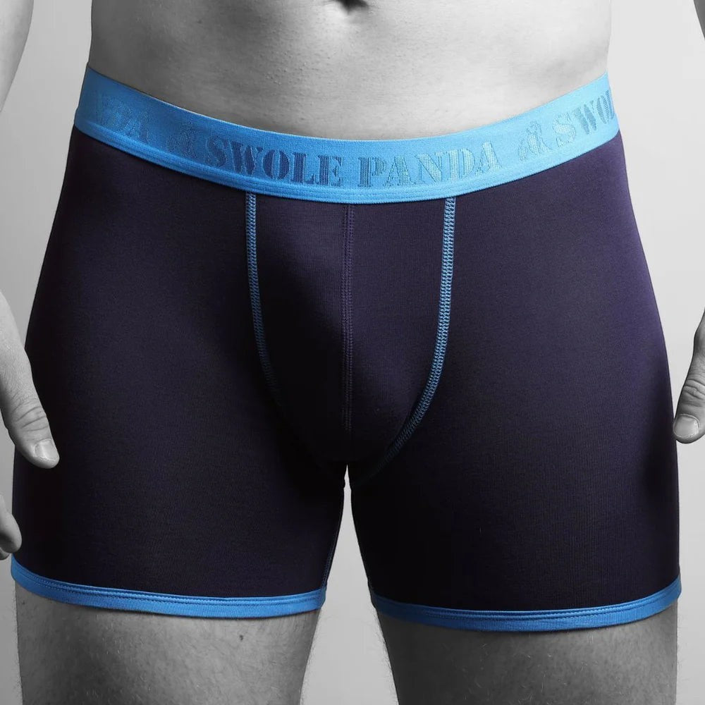 Swole Panda - Mens Bamboo Boxers - Navy / Blue Band - Wildvine Clothing, Spalding, Lincolnshire