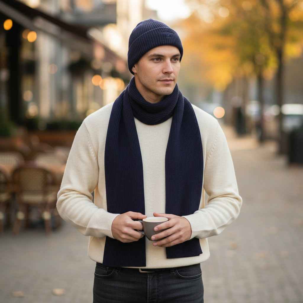 Fynch-Hatton - Mens Beanie & Scarf Set - Navy 685 - Wildvine Clothing, Spalding, Lincolnshire