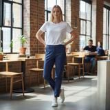 Pinnns - Ladies - Slim Leg Bengaline Ankle Grazer With Back Split - Navy 302CT - Wildvine Clothing, Spalding, Lincolnshire