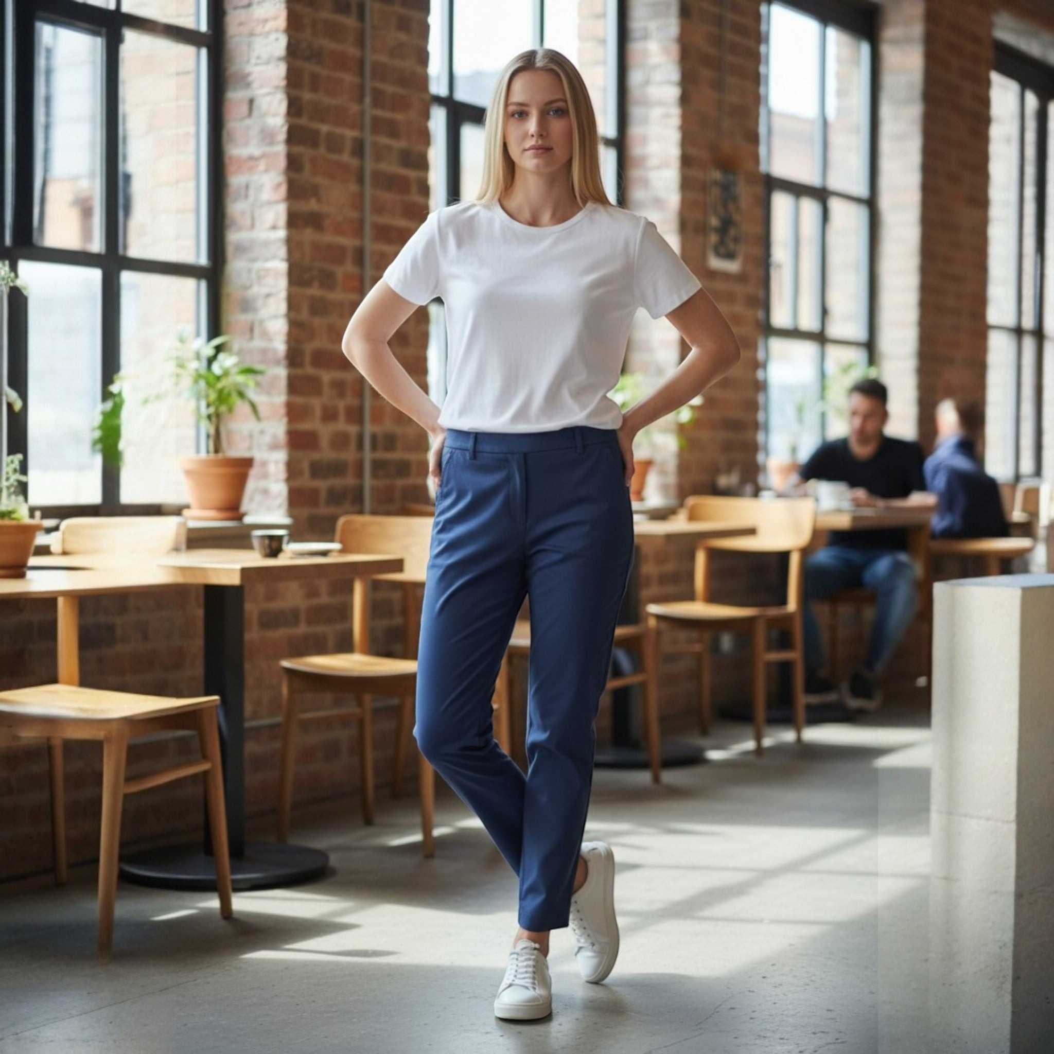 Pinnns - Ladies - Slim Leg Bengaline Ankle Grazer With Back Split - Navy 302CT - Wildvine Clothing, Spalding, Lincolnshire