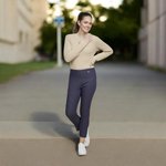 Pinns - Ladies - Slim Leg Bengaline Ankle Grazer with Back Split - Slub Denim 302CT - Wildvine Clothing, Spalding, Lincolnshire