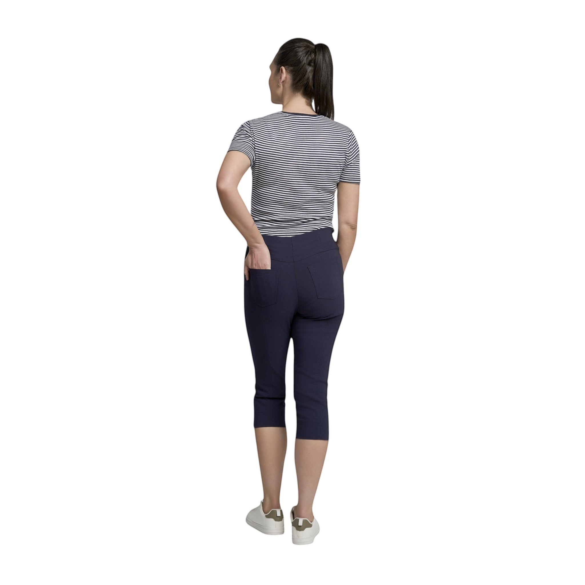 Pinnns - Ladies - Bengaline Crop Trousers With Pockets - Navy - 226C - Wildvine Clothing, Spalding, Lincolnshire