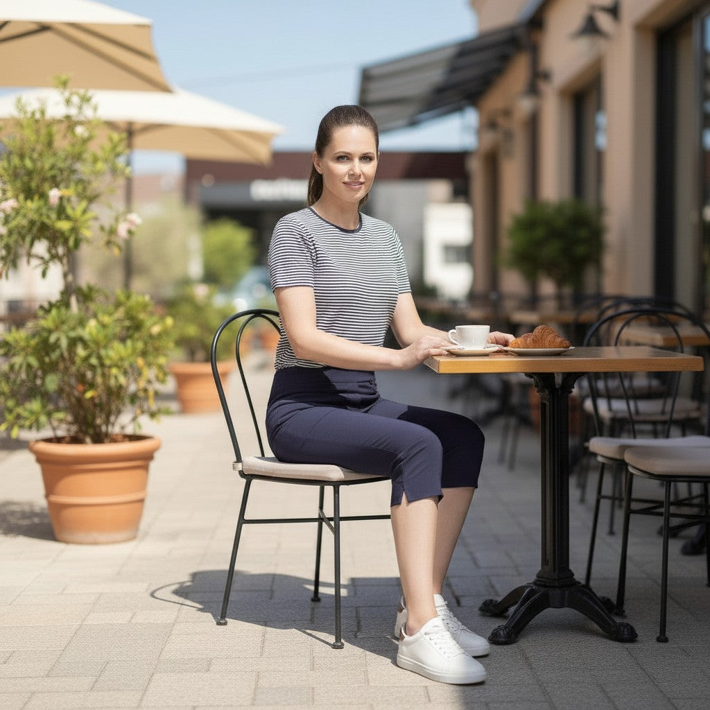 Pinnns - Ladies - Bengaline Crop Trousers With Pockets - Navy - 226C - Wildvine Clothing, Spalding, Lincolnshire