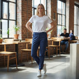 Pinnns - Ladies - Slim Leg Bengaline Ankle Grazer With Back Split - Navy 302CT - Wildvine Clothing, Spalding, Lincolnshire