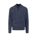 Fynch-Hatton - Mens Knitwear - Buttoned Troyer, Twisted Mouline - Navy 690 - Wildvine Clothing, Spalding, Lincolnshire