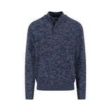 Fynch-Hatton - Mens Knitwear - Buttoned Troyer, Twisted Mouline - Navy 690 - Wildvine Clothing, Spalding, Lincolnshire
