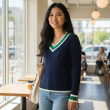 Alice Collins - Liz V Pullover - Rich Navy - 037A023 - Wildvine Clothing, Spalding, Lincolnshire