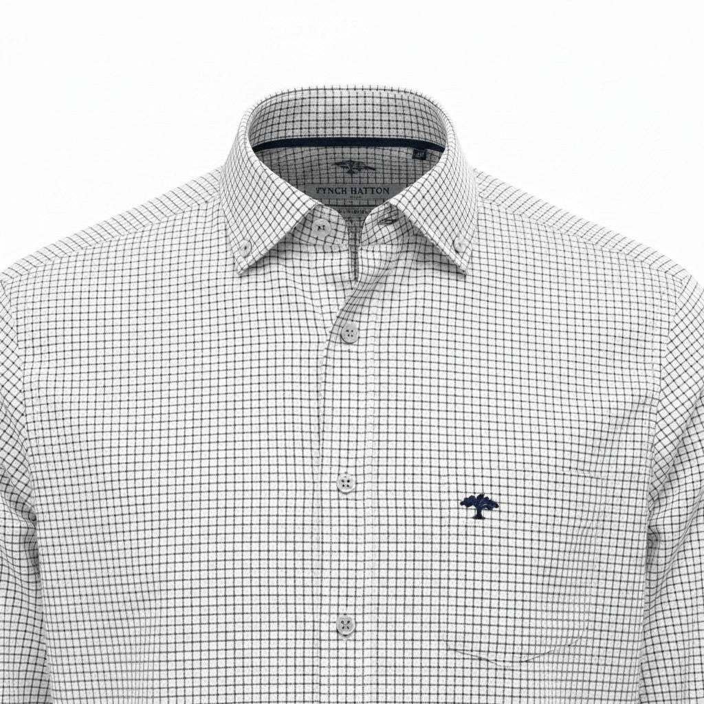 Fynch-Hatton Men's All Season Oxford Shirt – Navy Check - Wildvine Clothing, Spalding, Lincolnshire