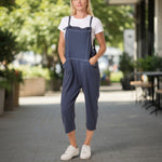 Moda - Ladies - Bow Detail Stone Wash Cotton Dungaree - Denim - Wildvine Clothing, Spalding, Lincolnshire