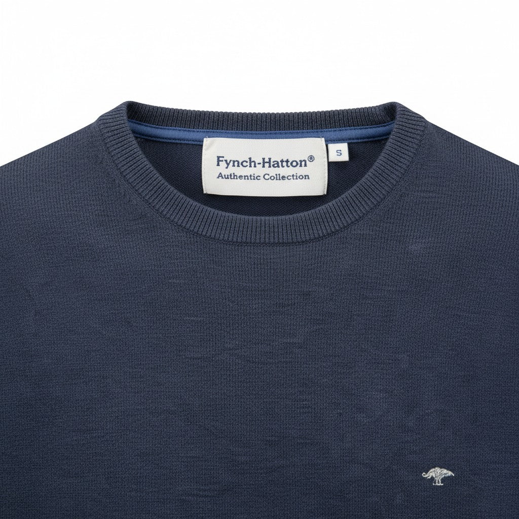 Fynch-Hatton - Mens Knitwear - O-Neck - Navy - Wildvine Clothing, Spalding, Lincolnshire