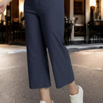 Pinnns - Ladies - Stylish Wide Leg Culotte Trousers With Button Feature - Navy 638C - Wildvine Clothing, Spalding, Lincolnshire
